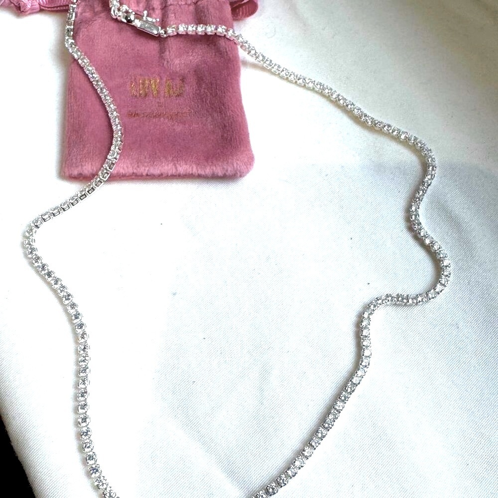 💎 LUV AJ x Alyssa Lynch Prong-Set Silver Tennis Necklace – Total Showstopper!